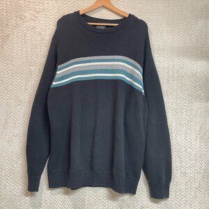Vintage 90s Alexander Julian Colours Grunge Black Teal Stripe Gorpcore Sweater
